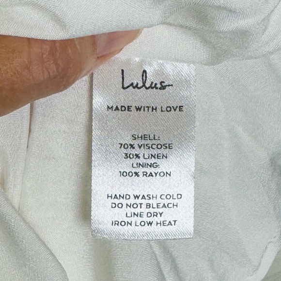 Lulus Ivory Ruffle Linen Mini Dress Small Bridal Shower Coquette - Picture 13 of 15